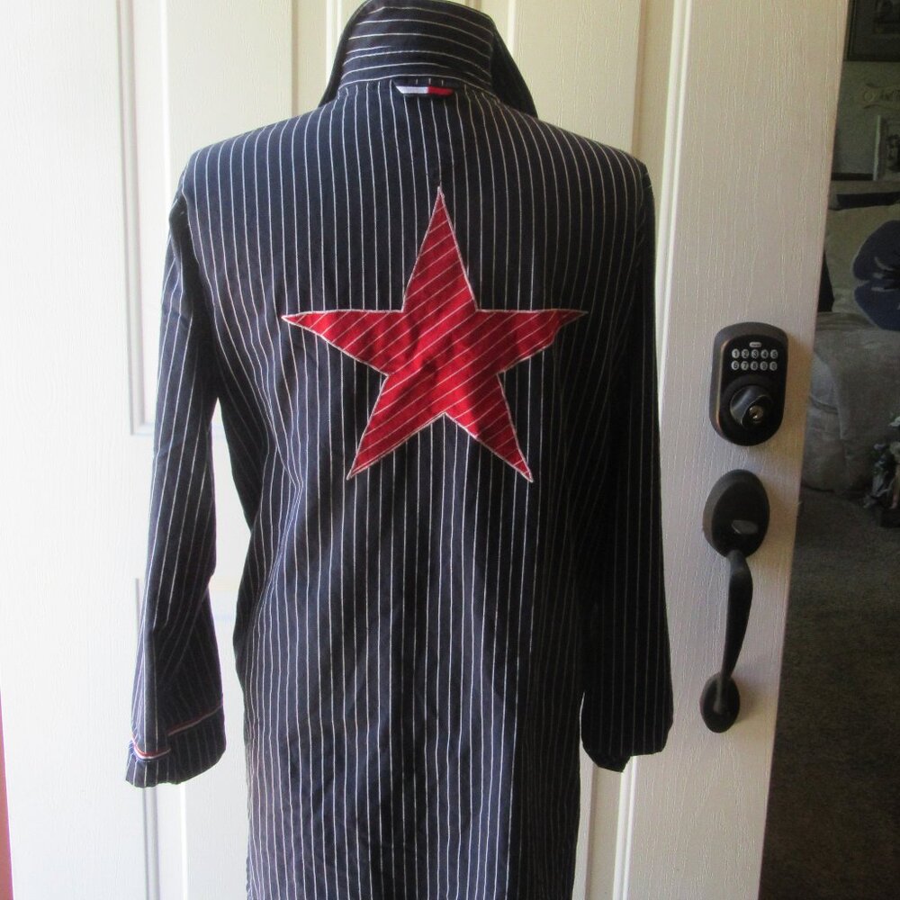 Vintage Red, White, Blue Cotton Tommy Hilfiger Striped LS Sleep Shirt Size M